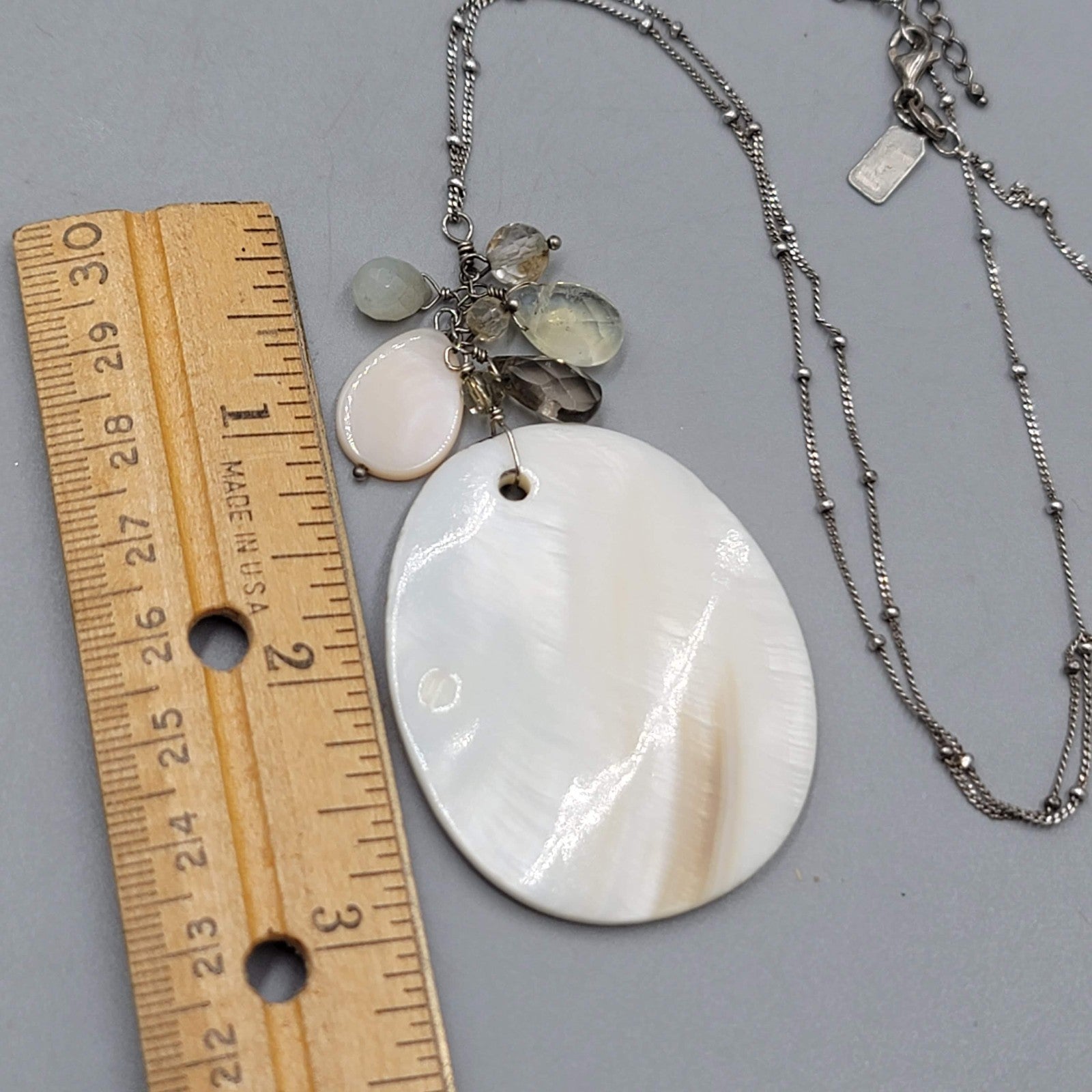 J Jill Shell Pendant Sterling Silver Necklace 20 - 22 in Station Chain 925