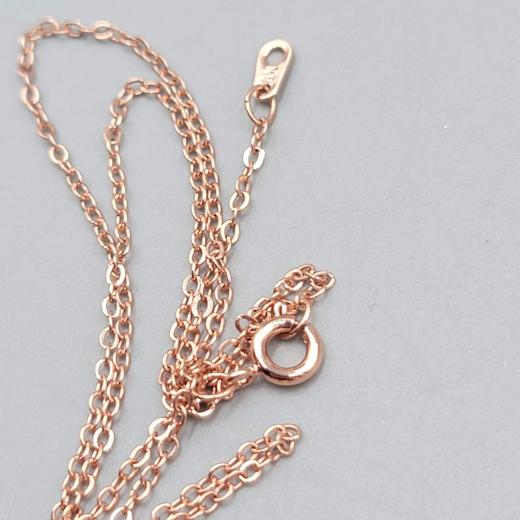 Wisdom Pendant Necklace Rose Gold tone Purple Resin 18"