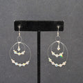 Pierced Earrings Floating Bicone AB Crystal Bead Dangle Hoops 1.75"