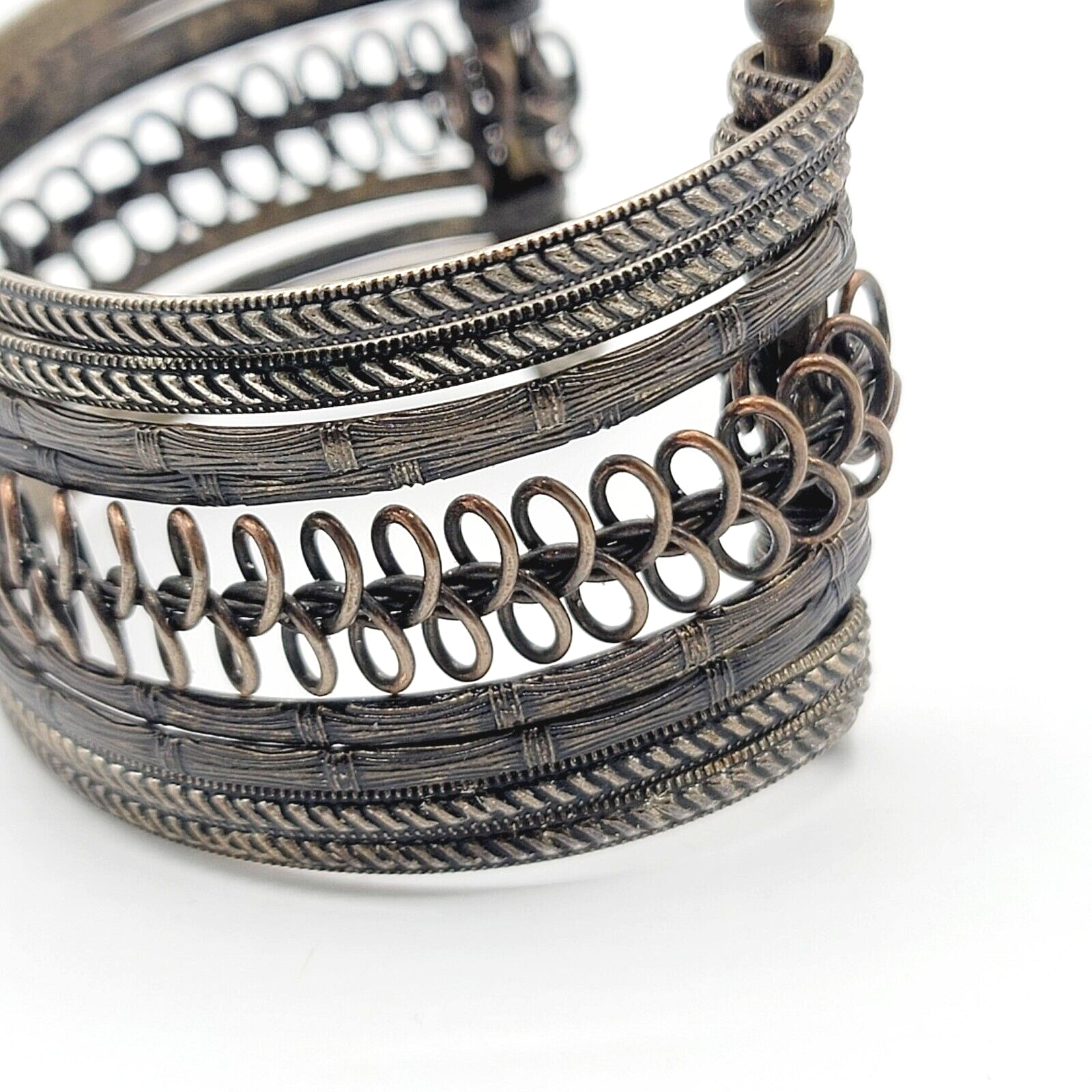 Metal Wire Cuff Bracelet Bronze tone Boho Ethnic