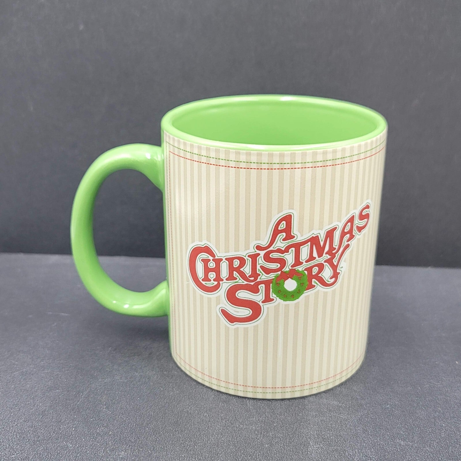 A Christmas Story Ceramic Coffee Mug Triple Dog Dare You Flagpole Scene Green