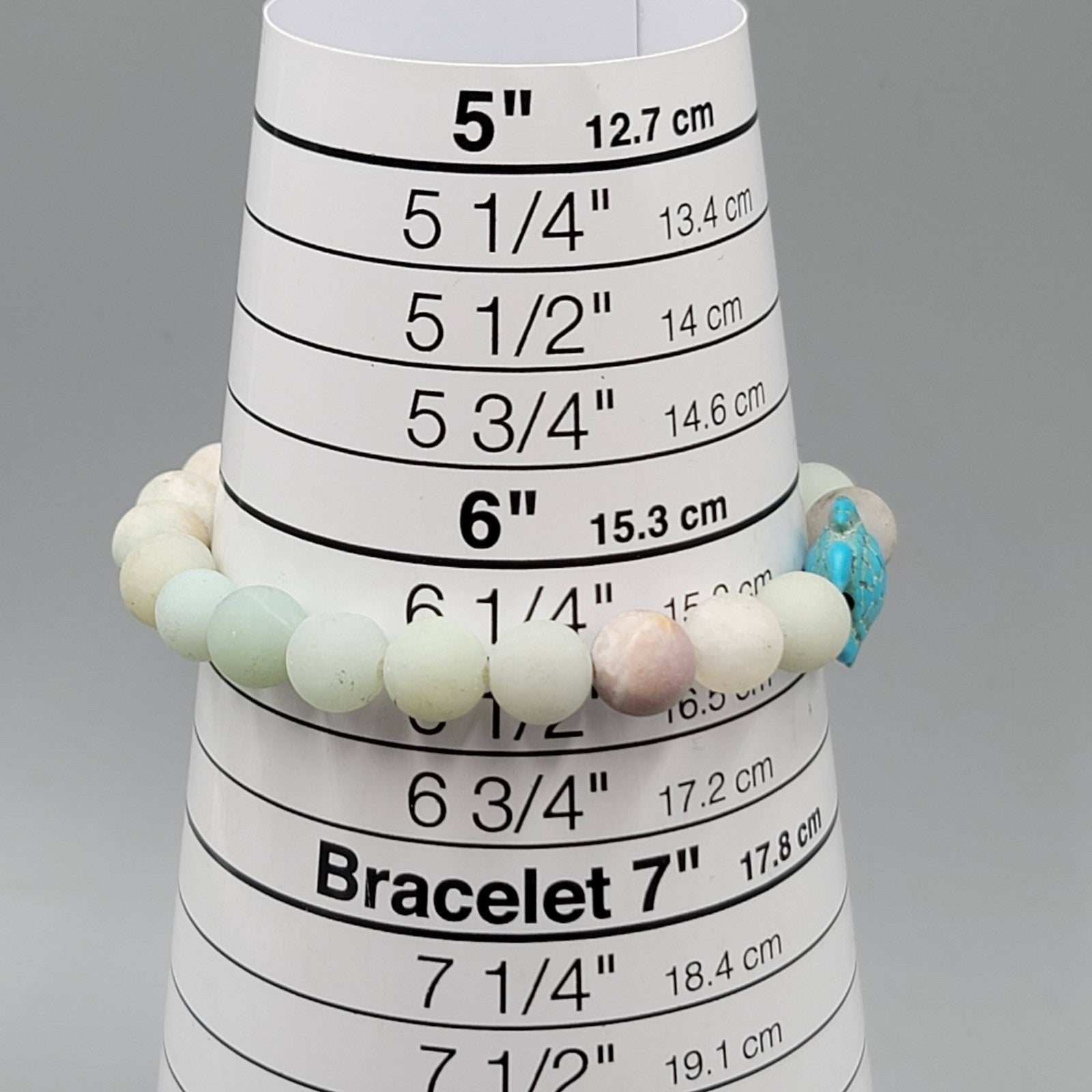 Sea Turtle Bracelet Pastel Stone Bead Elastic Summer Beach Theme 6.25"