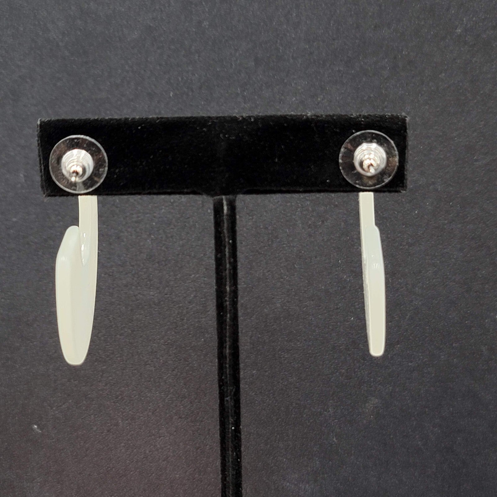 Pierced Earrings White Resin Wide Hoops Statement 1.5"