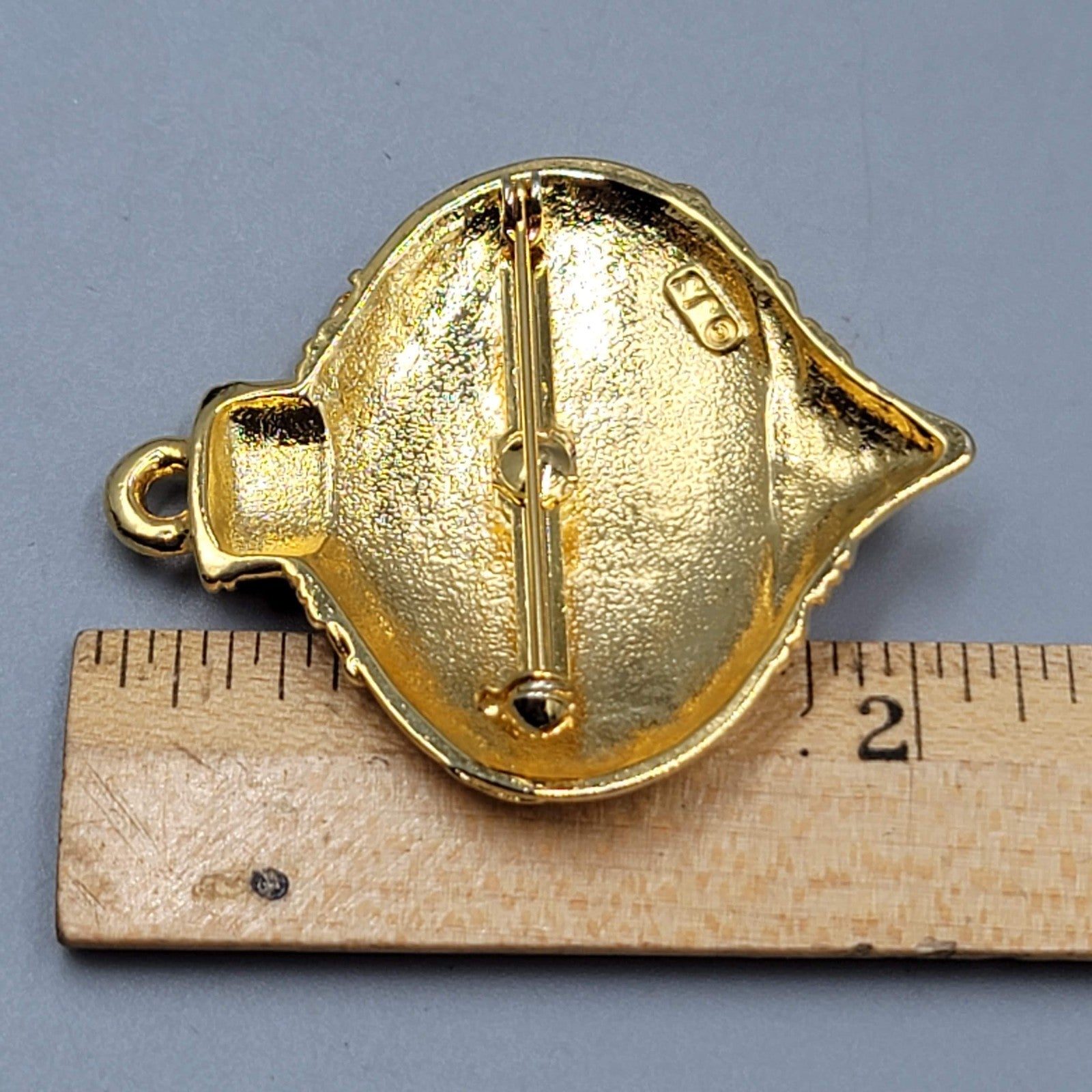 Vintage JJ Christmas Ornament Brooch Enamel Gold tone 2"