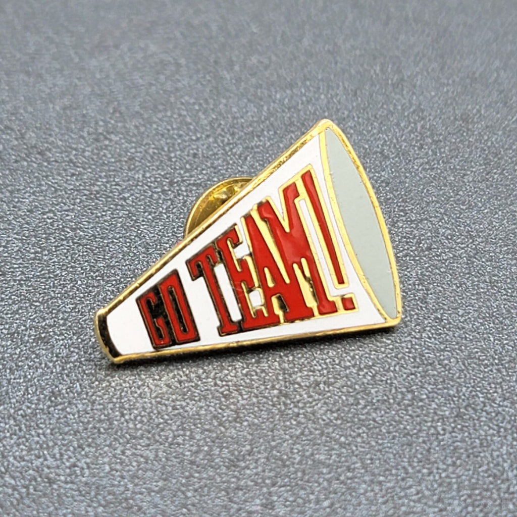 Red & White Megaphone Enamel Lapel Pin Hat Pin 1"