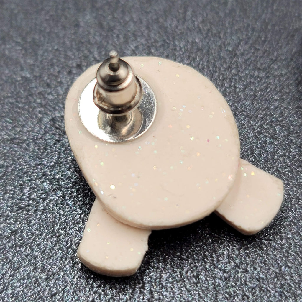 Vintage Pierced Earrings White Bunny Tail Feet Easter Novelty Earrings 1"