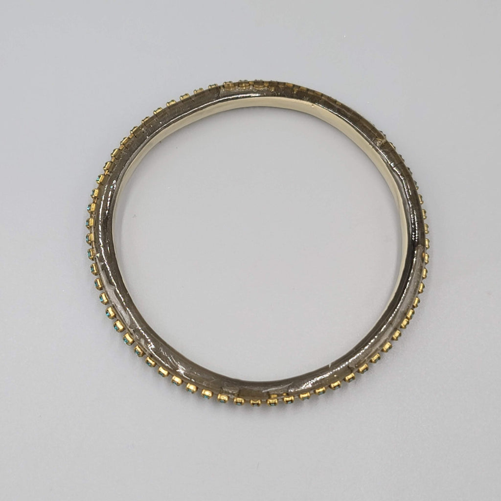 Resin Bangle Bracelet Translucent Blue Rhinestone 8.5 in
