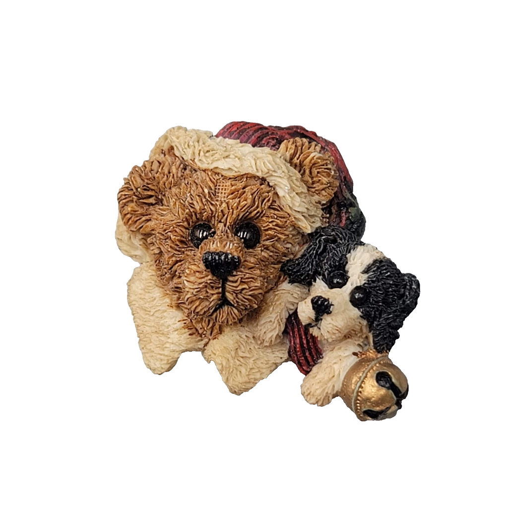 Vintage Christmas Boyds Bears Brooch Pin Santa Bear and Dog 2"