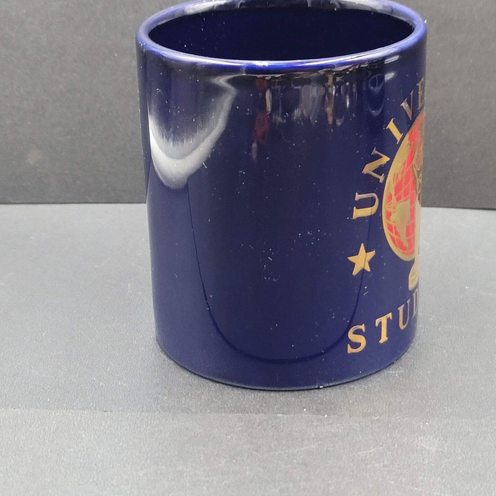 Universal Studios Coffee Mug Cup Navy Red Gold Golden Globe