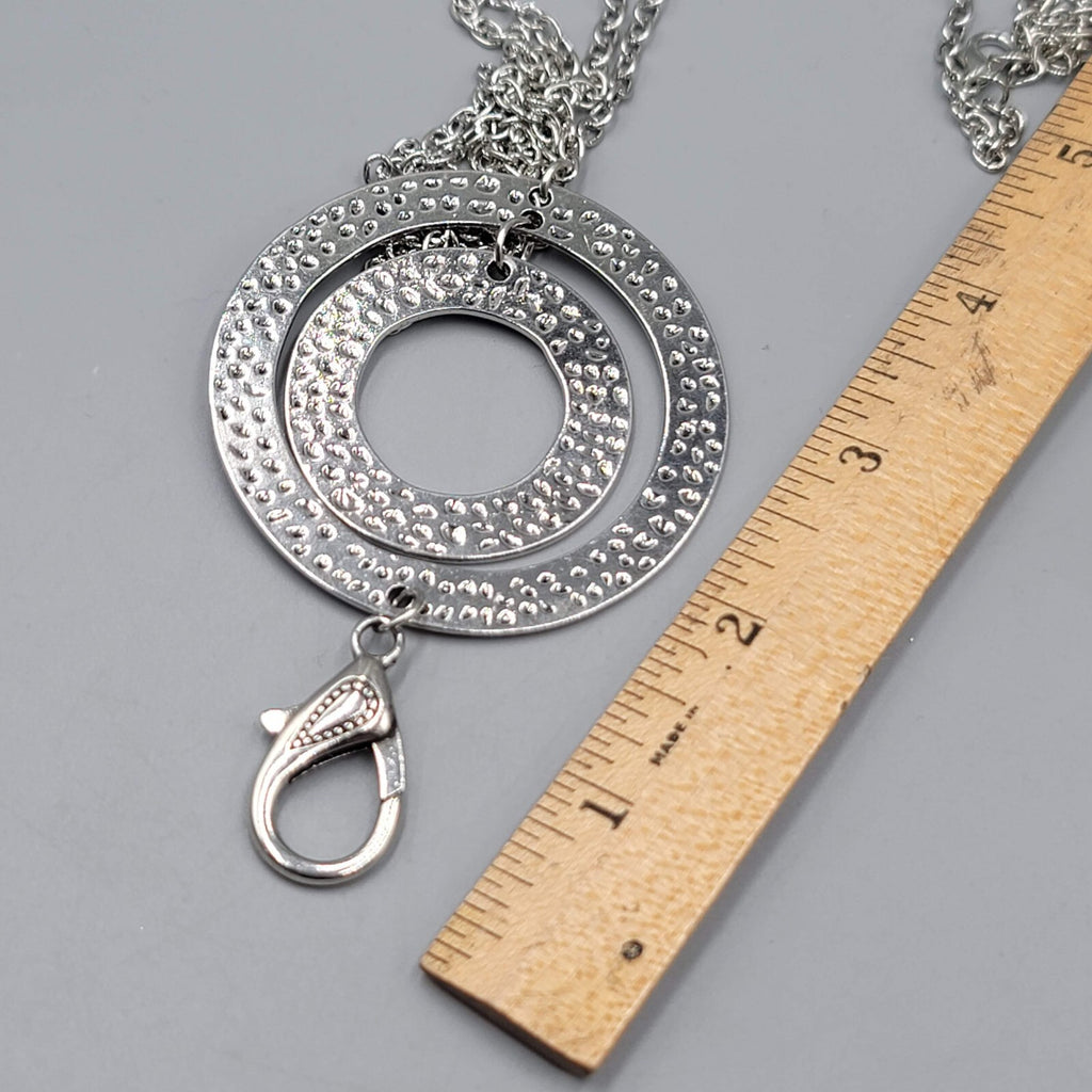 Lanyard Necklace Silver tone Keychain Necklace 36"