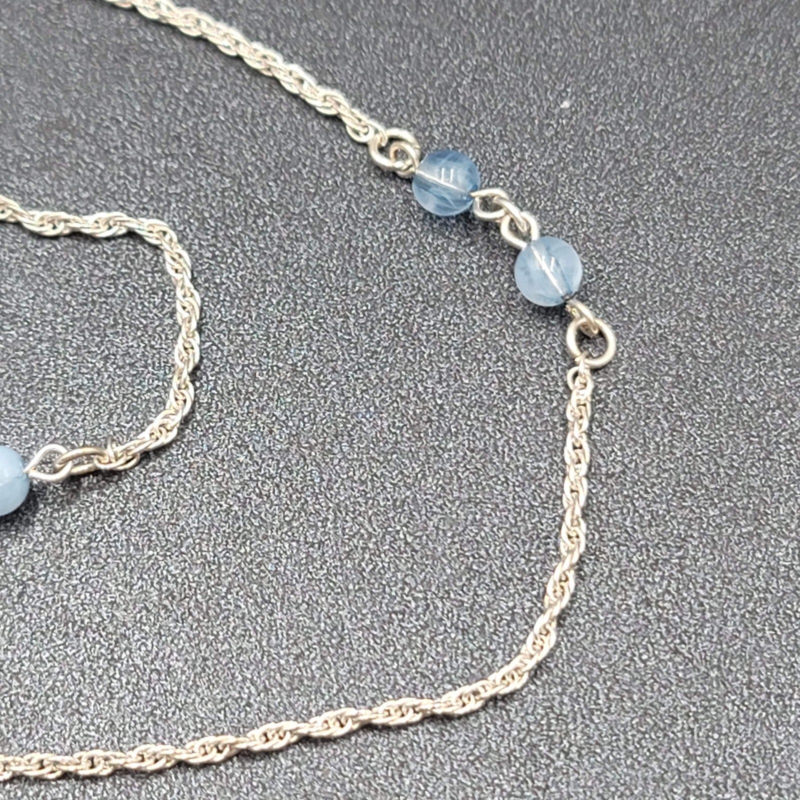 BR Banana Republic Necklace Blue Bead Chain Tassel Pendant Long 30"
