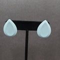 Vintage Pierced Earrings Blue Enamel over Metal Teardrop 1"