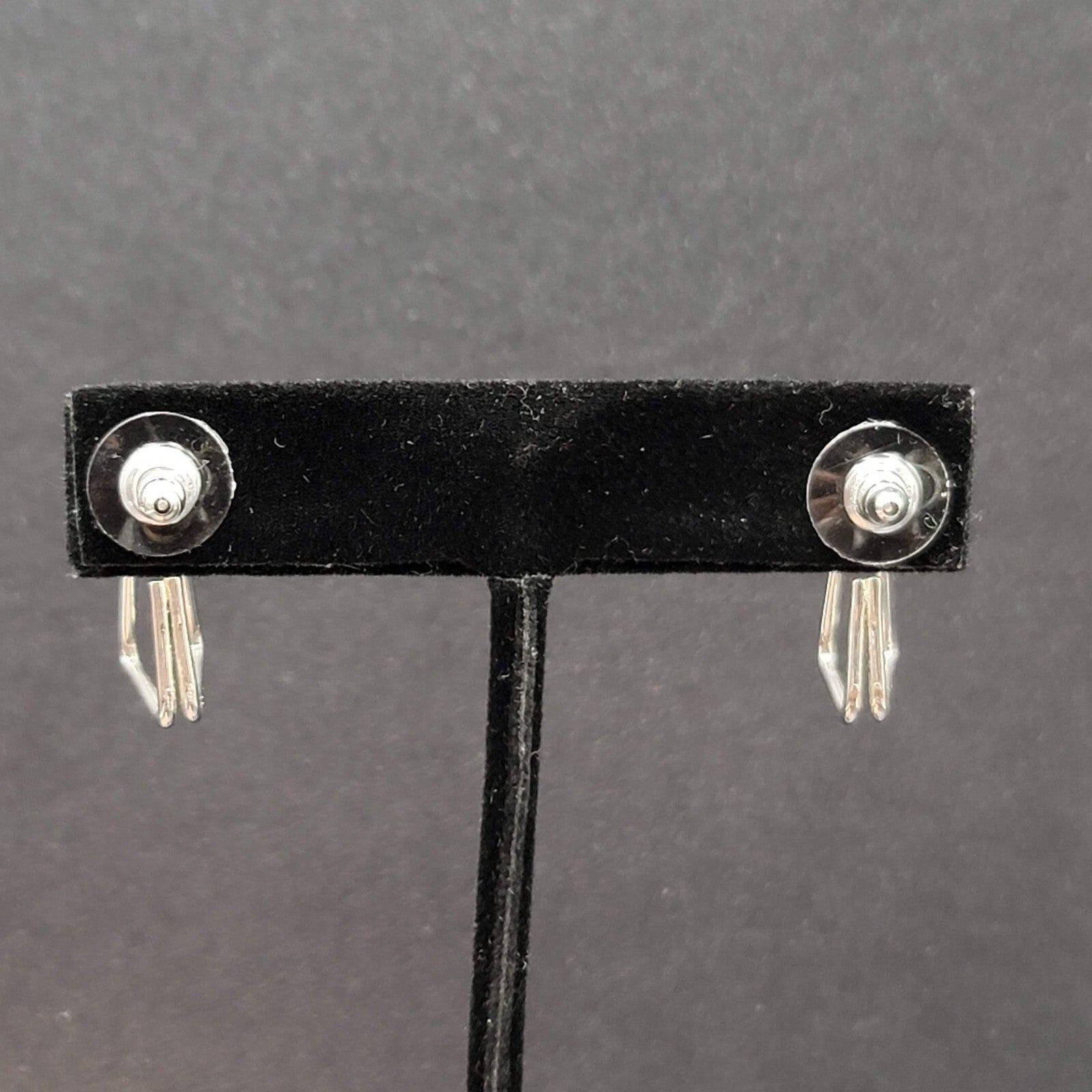 Pierced Earrings Silver tone Triangle Doouble Hoops 3/4"