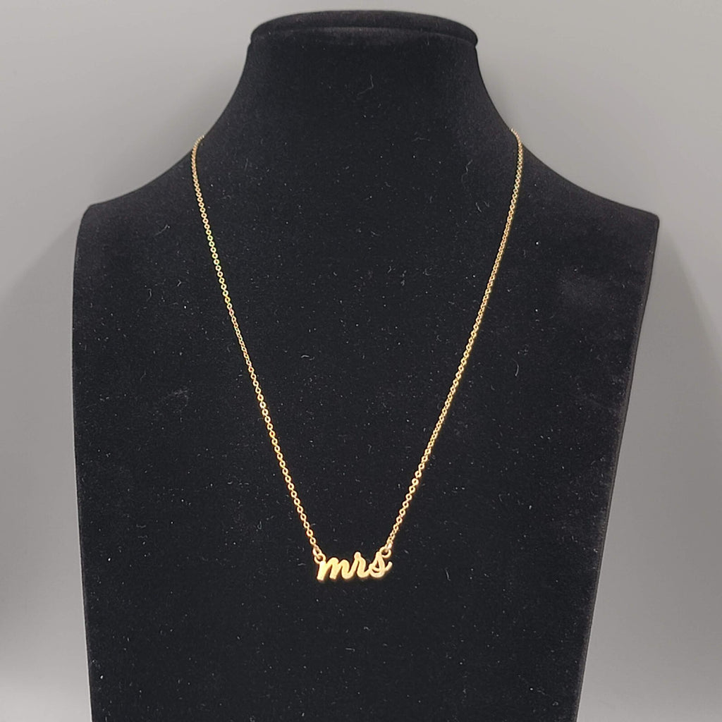 Gold Filled MRS Necklace Wedding Bride Engaged Fiancee 17" 925