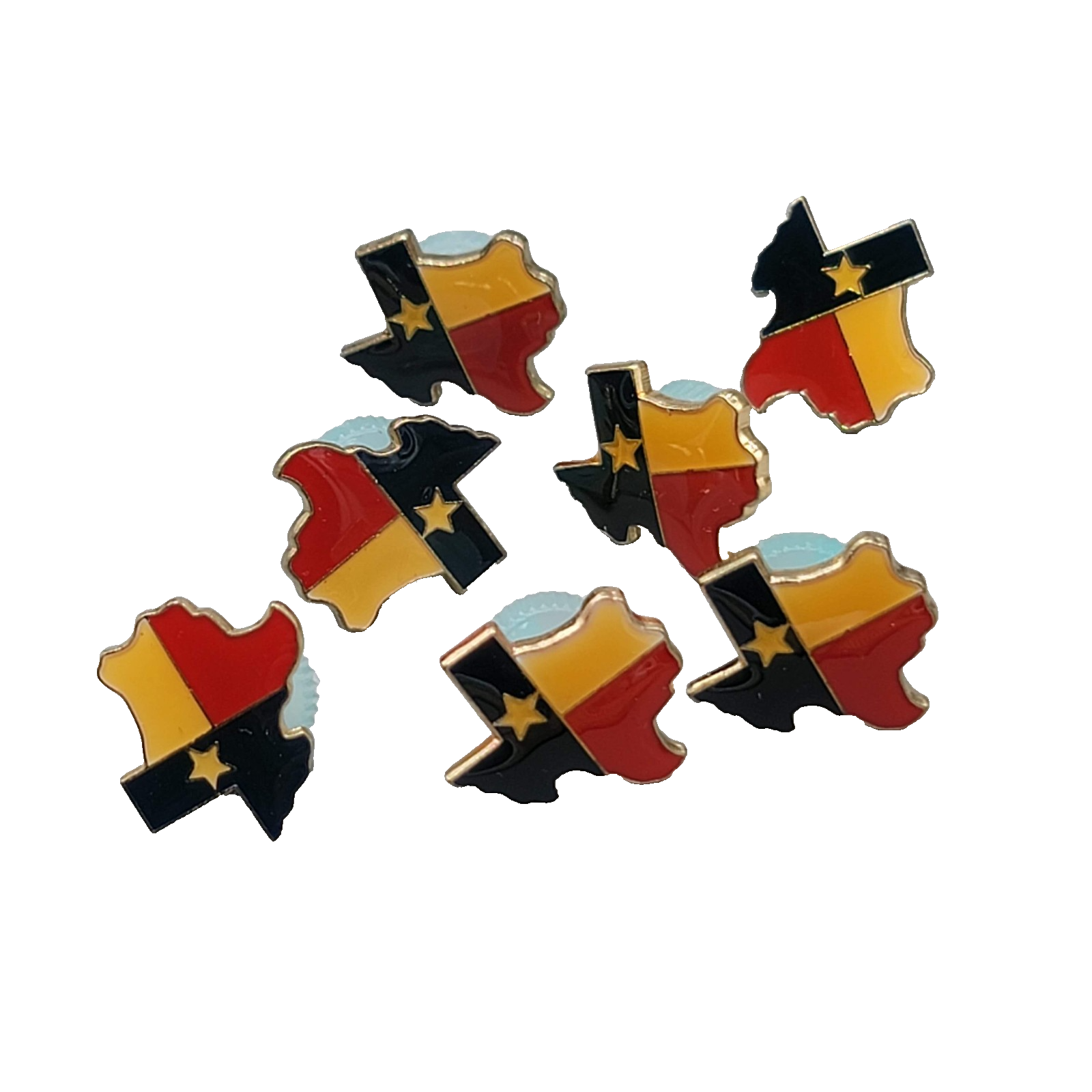 Vintage TEXAS Shape Motorcycle Hat Cap Lapel Pin LOT of 7 NOS