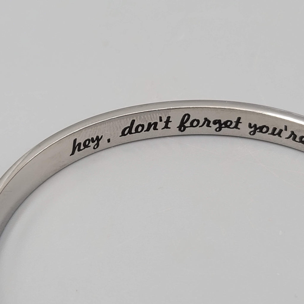 Hidden Message Bracelet Silver tone "Hey, Don't forget you're awesome whenever"