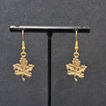 Leaf Pierced Earrings Gold tone Dangle 7/8"