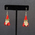 Vintage Santa Claus Pierced Earrings Resin Dangle 1.25"
