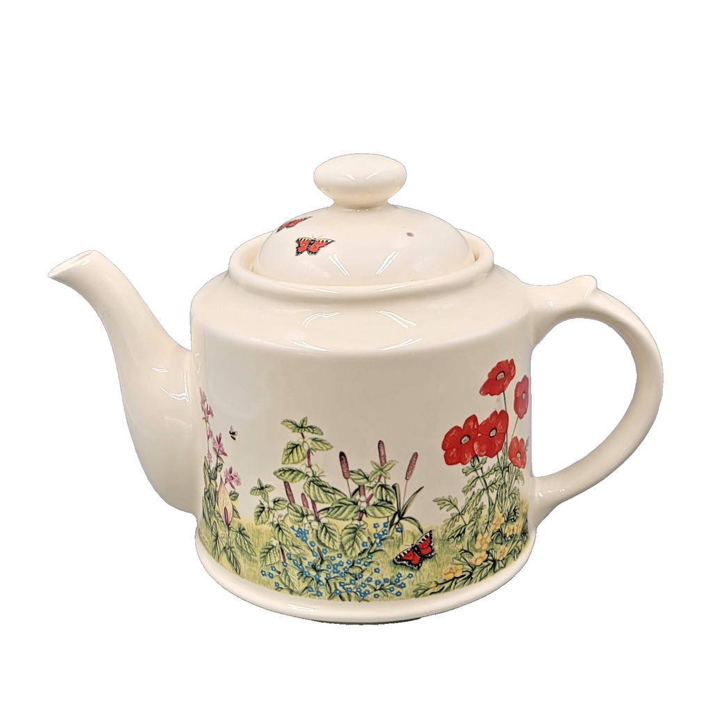 Vintage Wade Hedgerow Teapot with Flowers Bees Butterflies Signed