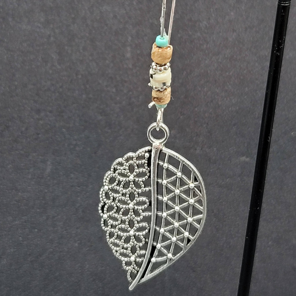New Boho Pierced Earrings Open Work Leaf Beaded Long 3"