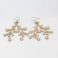Leaf Statement Pierced Earrings Greenish Bronze tone Crystal Dangle 1.75"