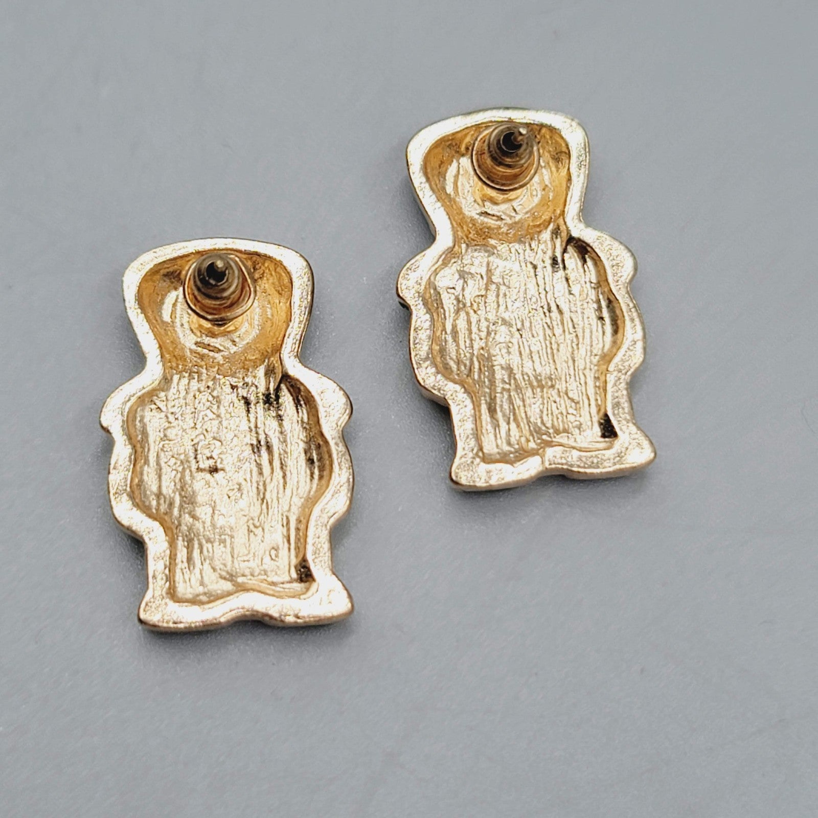 Leprechaun Pierced Earrings Gold tone Drop Statement 1"