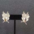 Vintage Clip on Earrings Brushed Silver tone Leaves Climber 1.5"