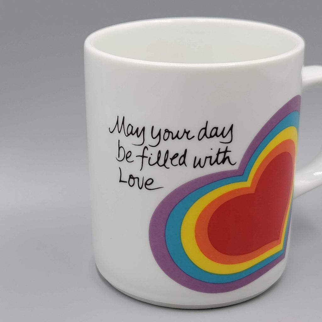 Vintage Avon Rainbow The Love Mug Coffee Cup Rainbow Heart 1983 Easter