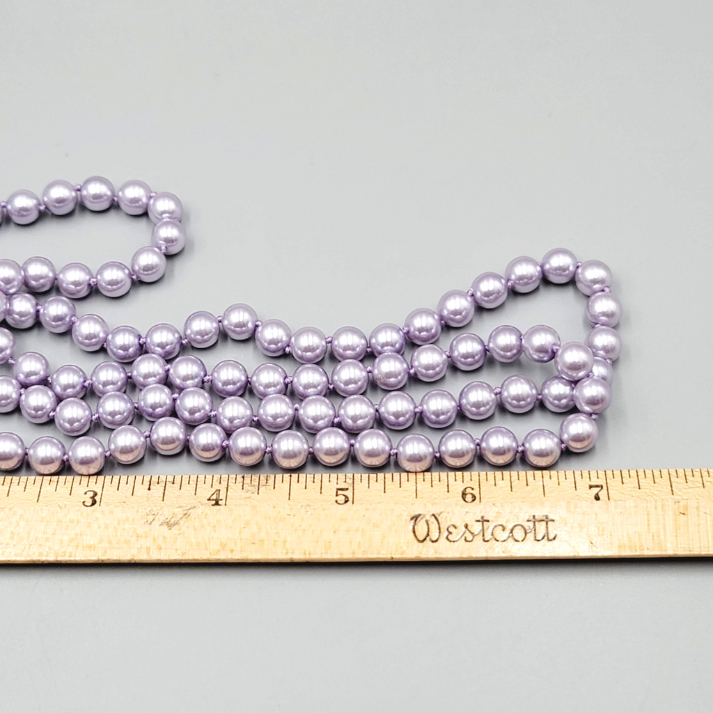 Kissaka Purple Faux Pearl Necklace Long Single Strand 36"
