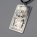 The LOVERS Tarot Card Pendant Necklace Major Arcana Silver tone Black Cord 18" 