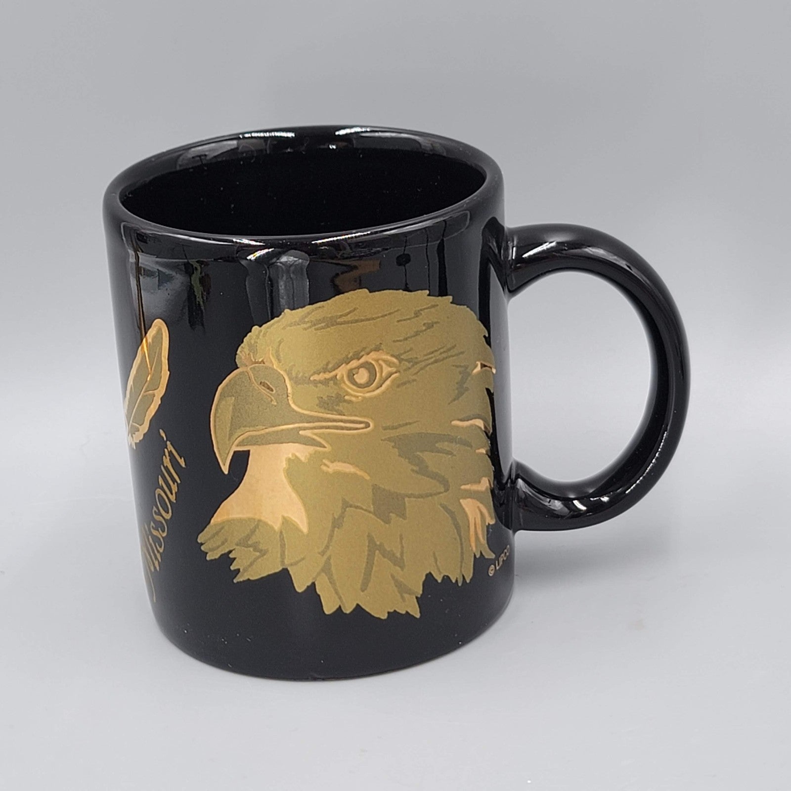 Vintage Missouri Souvenir Coffee Mug Black Gold Eagle