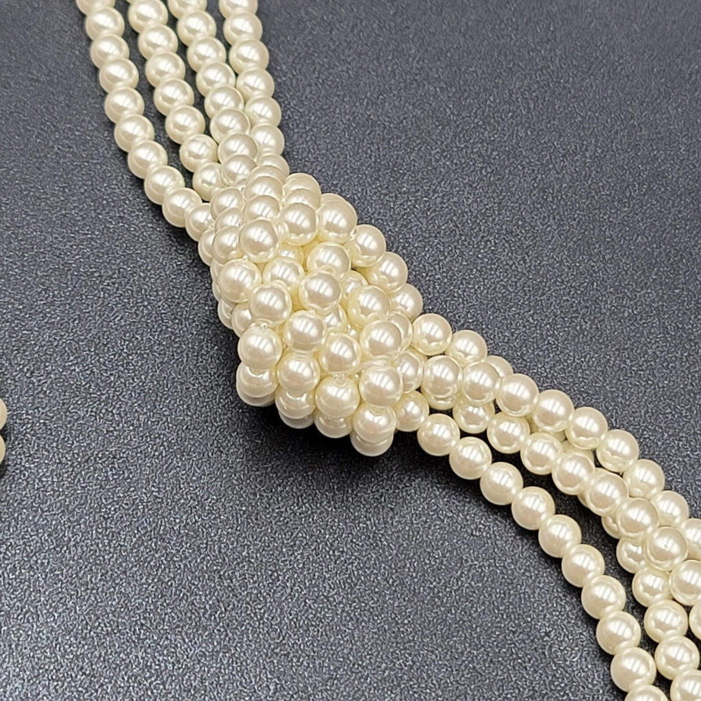 Charter Club Necklace White Faux Pearl Multi Strand Knot Long 28"-30" +6"