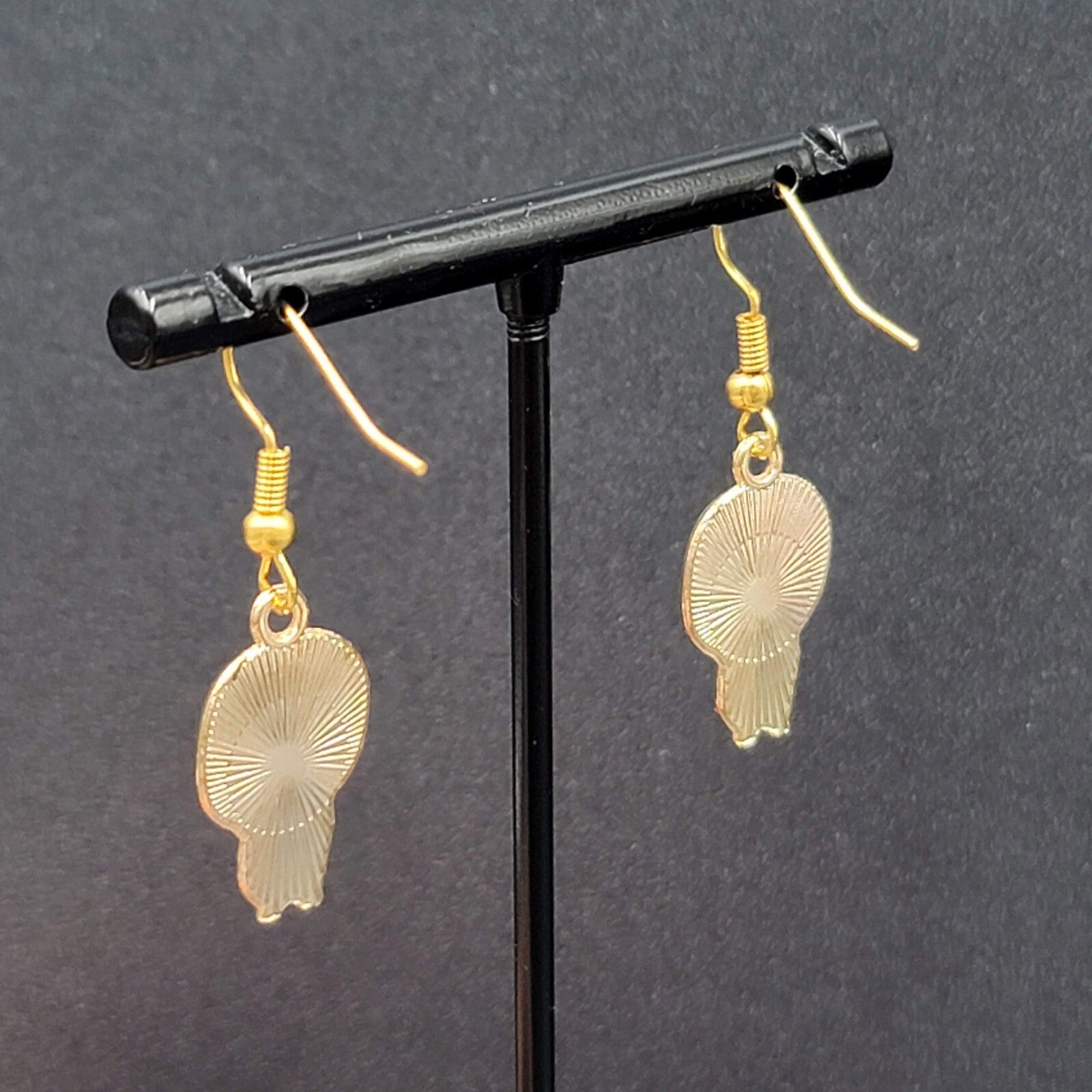 Halloween Mummy Pierced Earrings Gold tone Enamel Dangle 7/8"