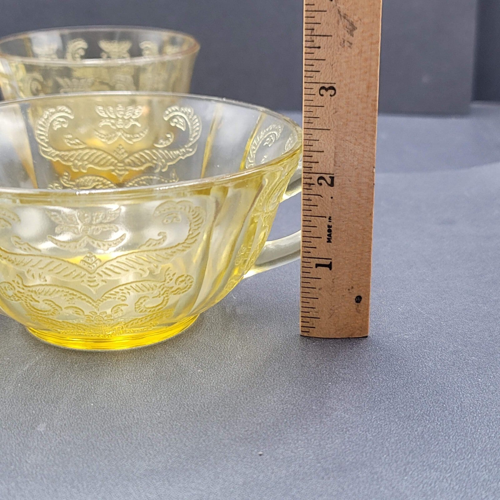 Vintage Federal Yellow Depression Glass Sugar Bowl and Mug