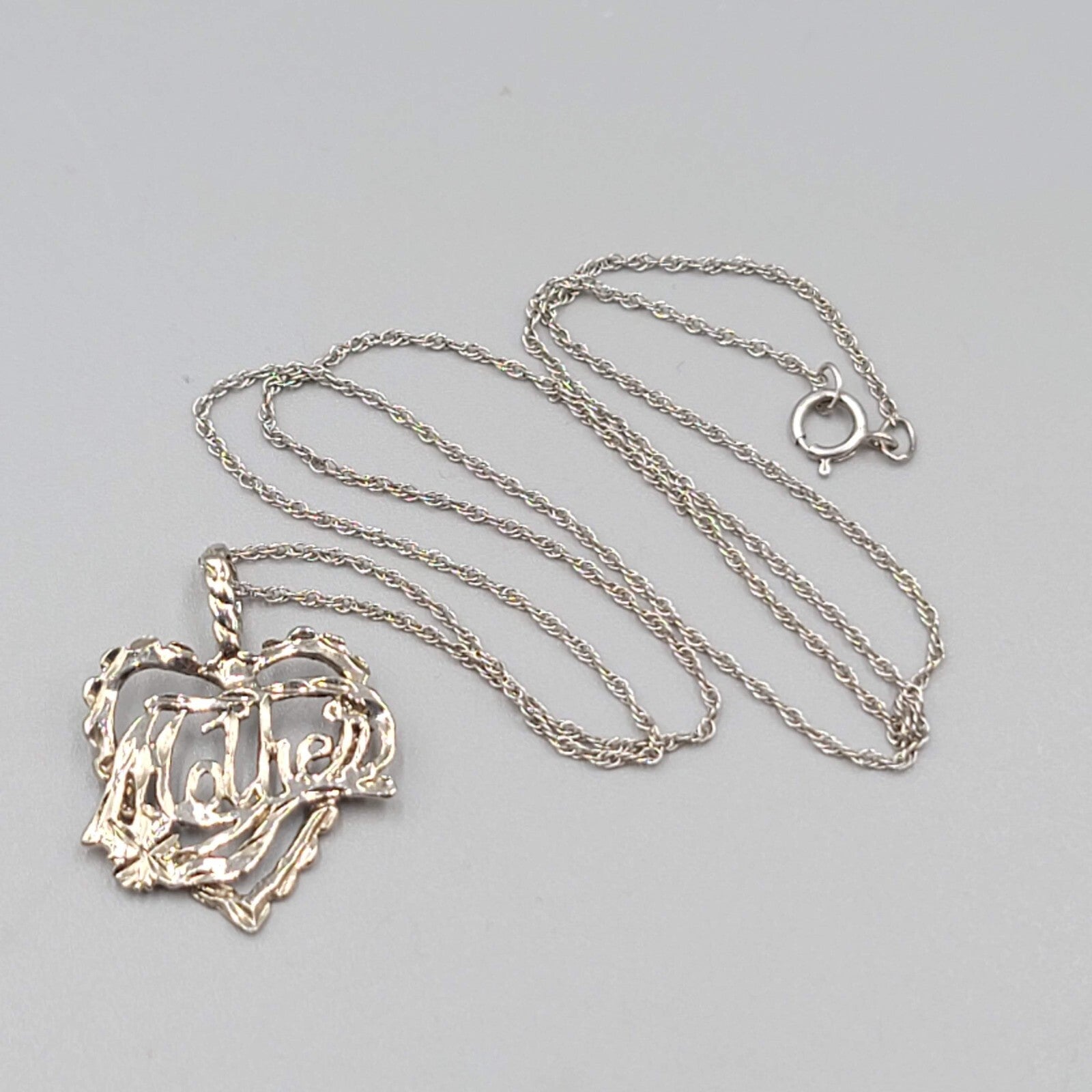 Vintage Sterling Silver Mother Pendant Necklace 18" Chain Mothers Day Gift