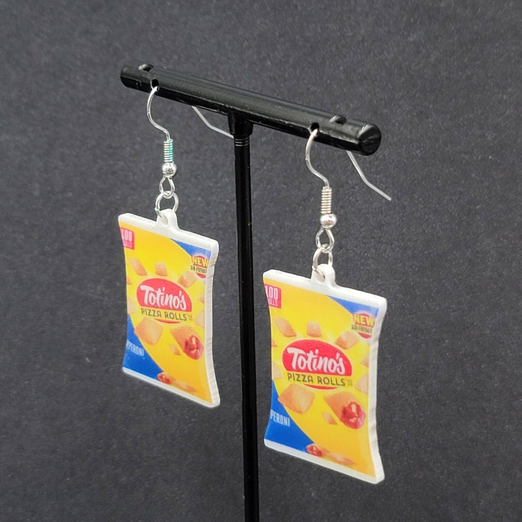 Totino Pizza Rolls Pierced Earrings Fun Food Novelty 1.25"