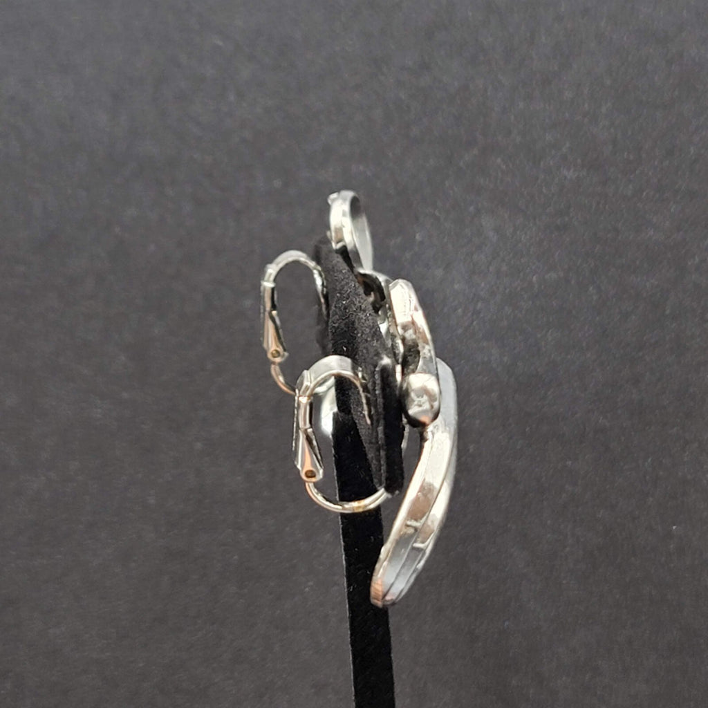Vintage Clip on Earrings Pat Pend Silver tone Swirl Climber 1.25"
