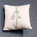 Monogram Initial Bracelet Bracelet Letter M Silver tone Crystal Studded Bolo