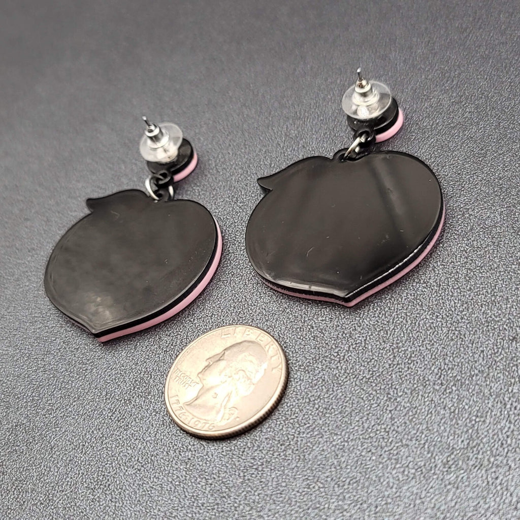 Pierced Earrings Pink Peach Large Statement Acrylic Dangle 2"