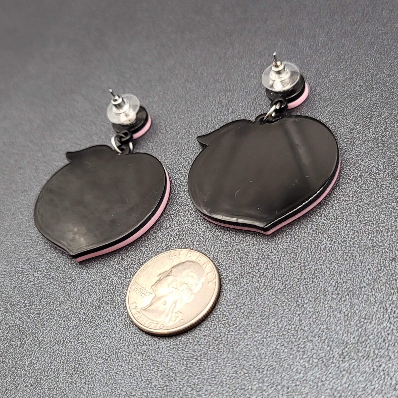 Pierced Earrings Pink Peach Large Statement Acrylic Dangle 2"