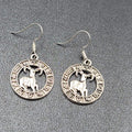 Zodiac Pierced Earrings Silver tone Dangle 7/8"