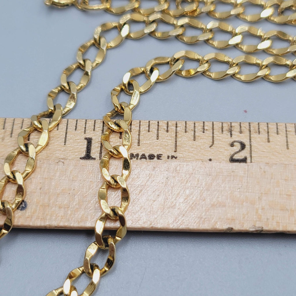 Vintage Gold Plated Curb Chain Necklace Long 24" Estate Costume Jewelry
