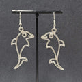 Dolphin Pierced Earrings Silver tone Dangle 2 1/8"