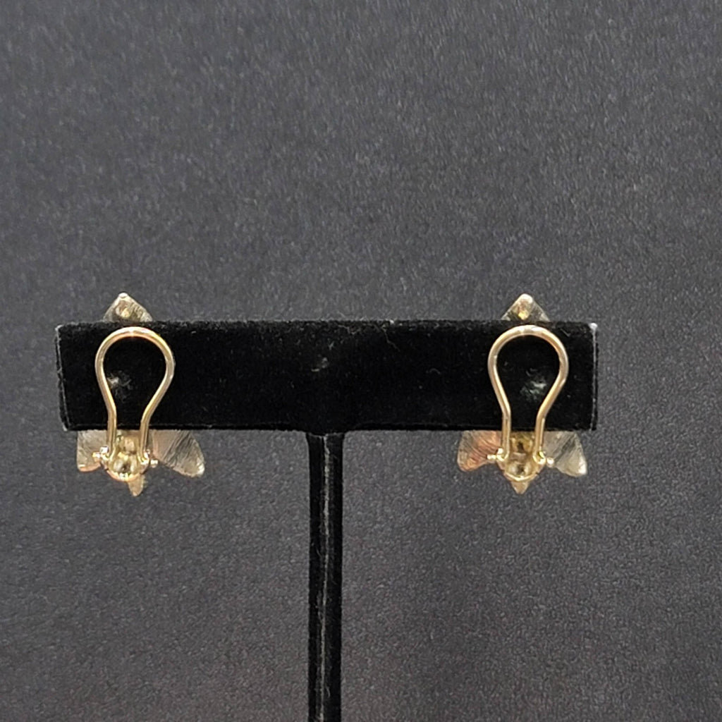 Vintage BSK Clip on Earrings Light Gold tone Climber Textured Leaves 1"