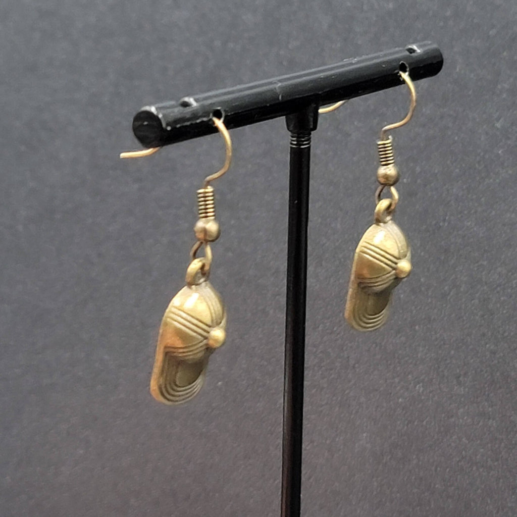 New Baseball Hat Pierced Earrings Bronze tone Dangle 3/4"
