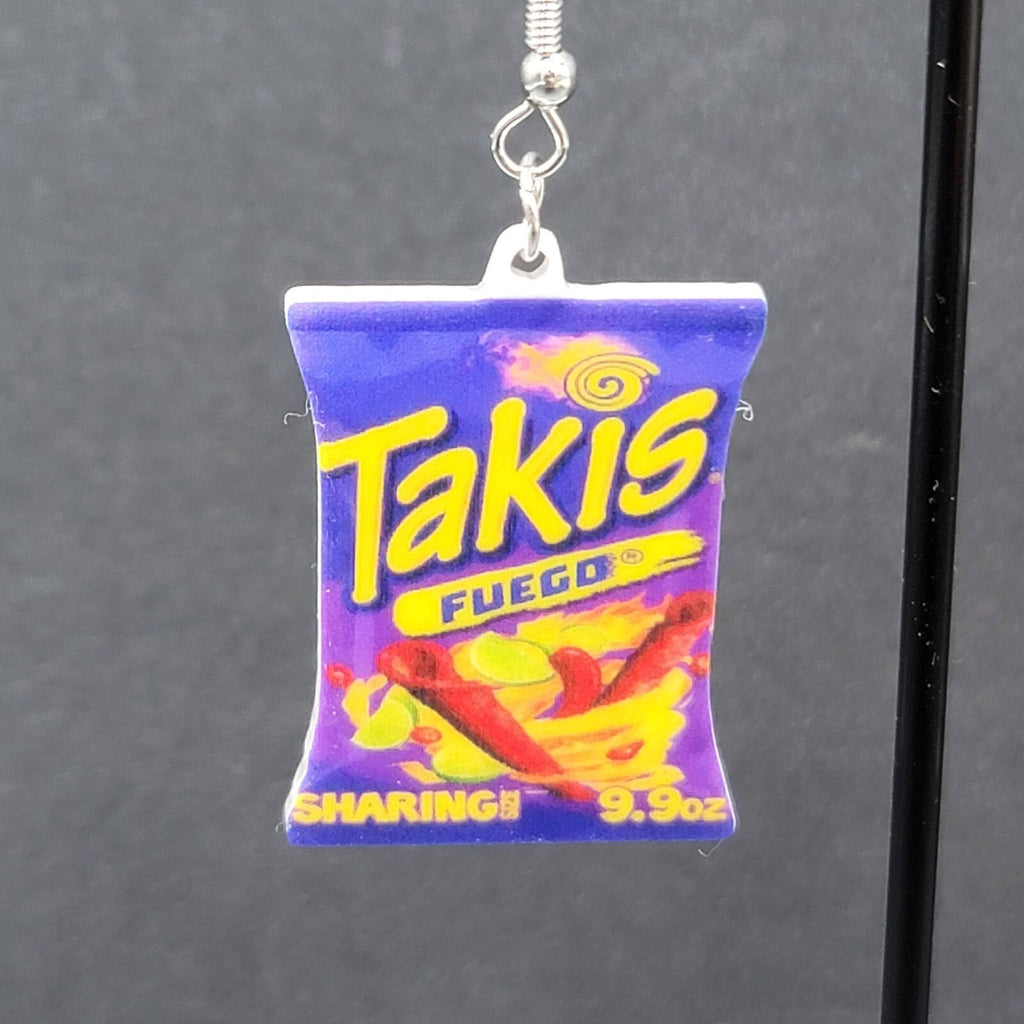 Pierced Earrings TAKIS Fuego Snacks Bag Fun Novelty 1 3/8"