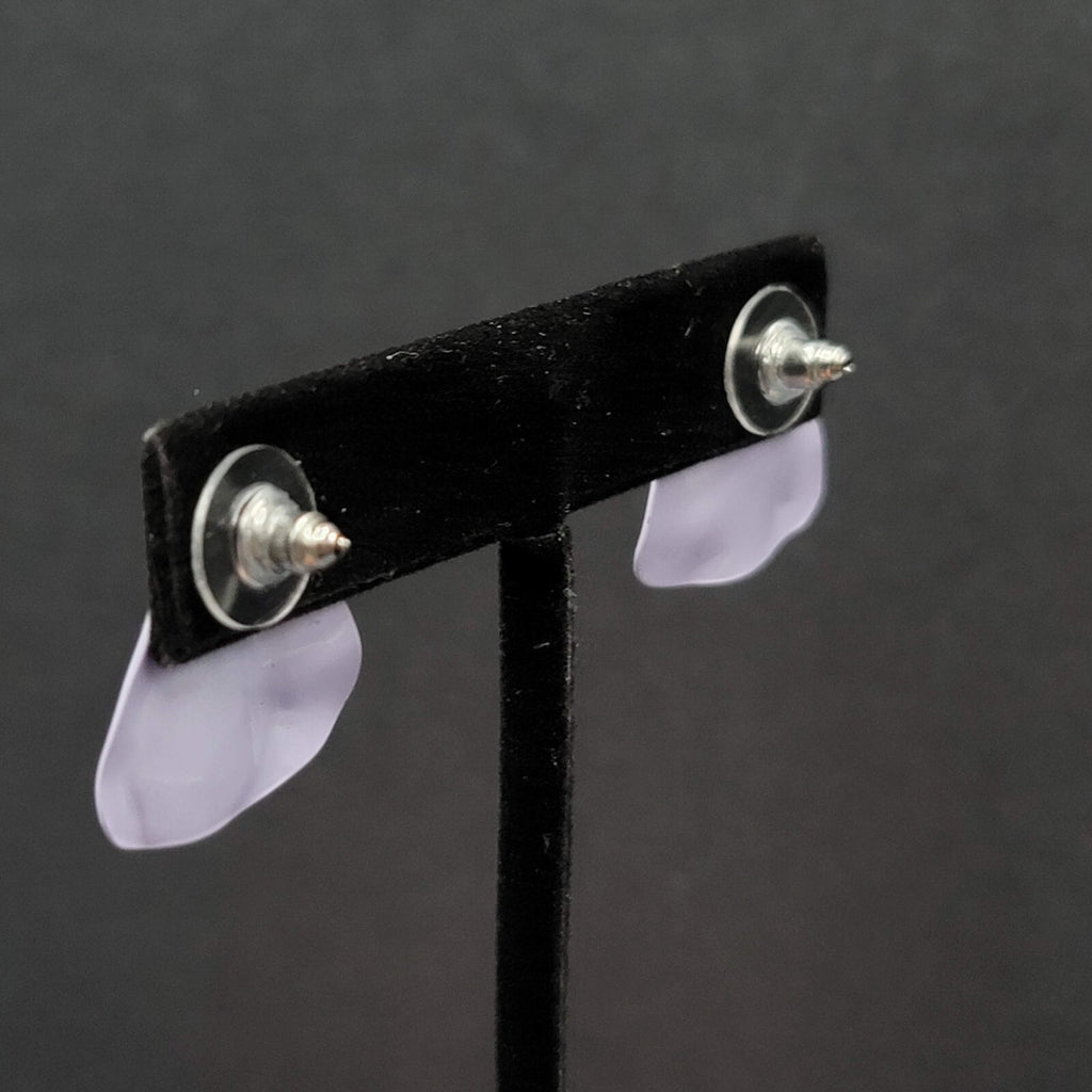 Vintage Pierced Earrings Lavender Purple Enamel Triangle 7/8"