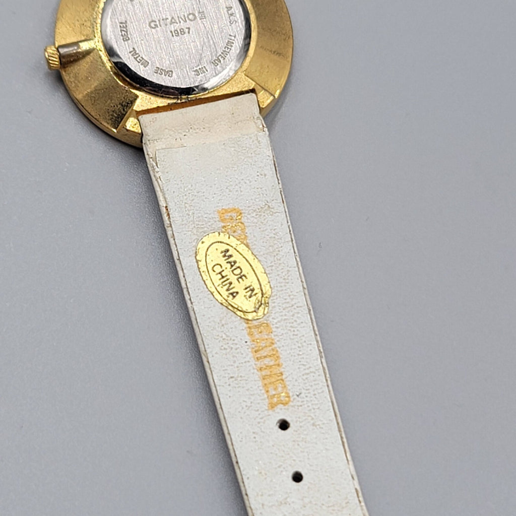 Vintage Gitano Watch Women Gold Tone MOP Mosaic Bezel NEEDS BATTERY