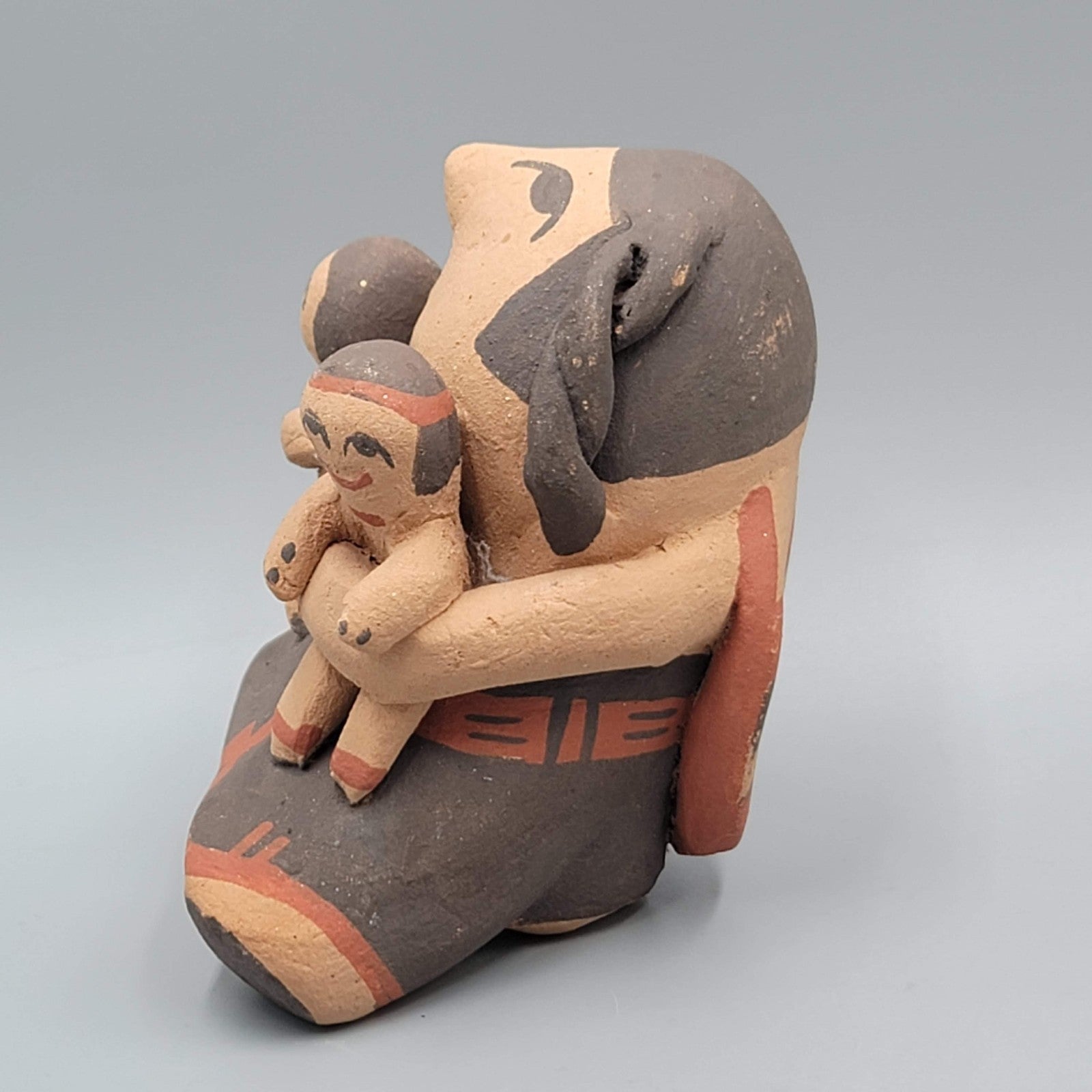 Jemez Pueblo Native American Storyteller Figure 2 Babies Signed AW 3.5 in