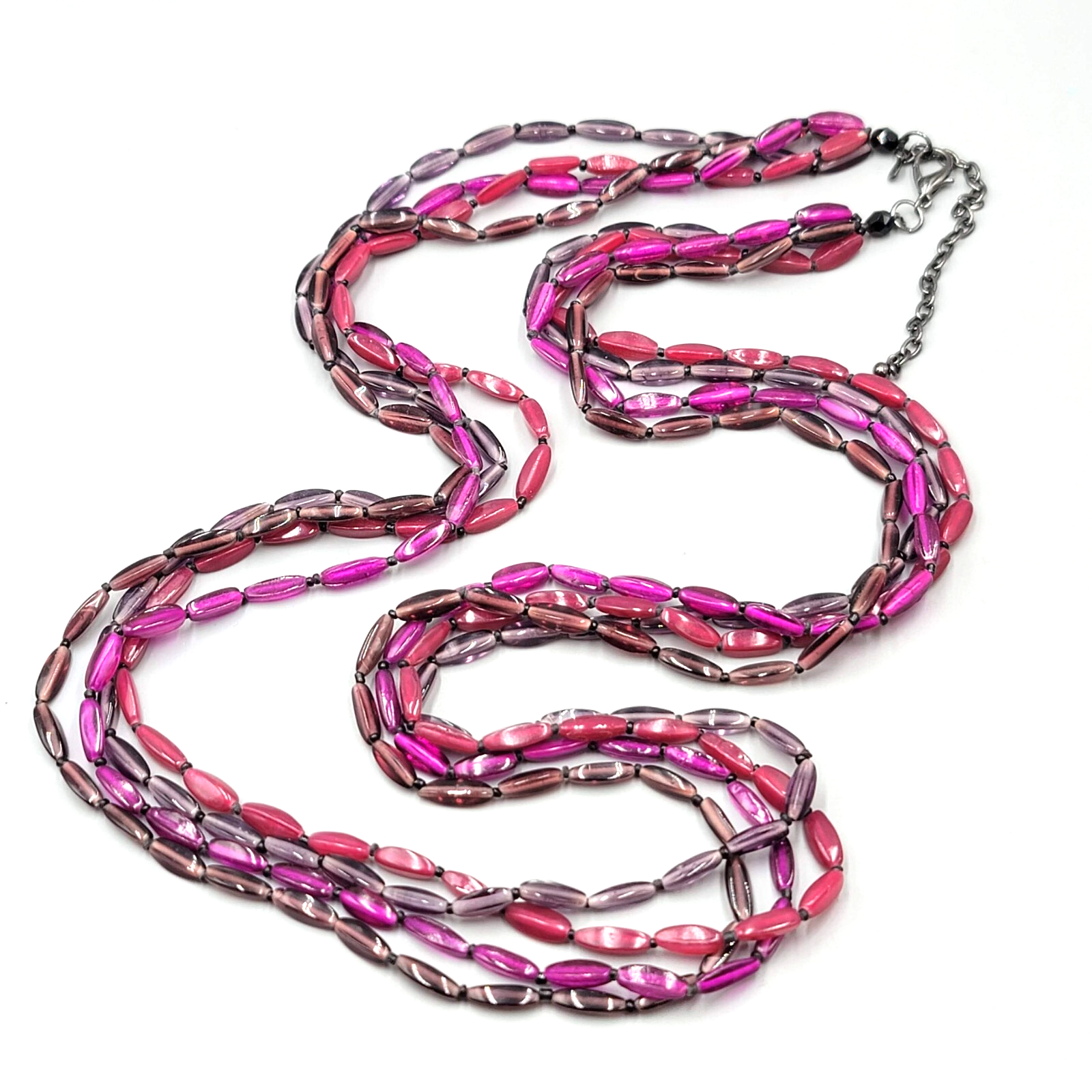 Premier Designs Necklace Shades of Purple Four Strand Long 38"